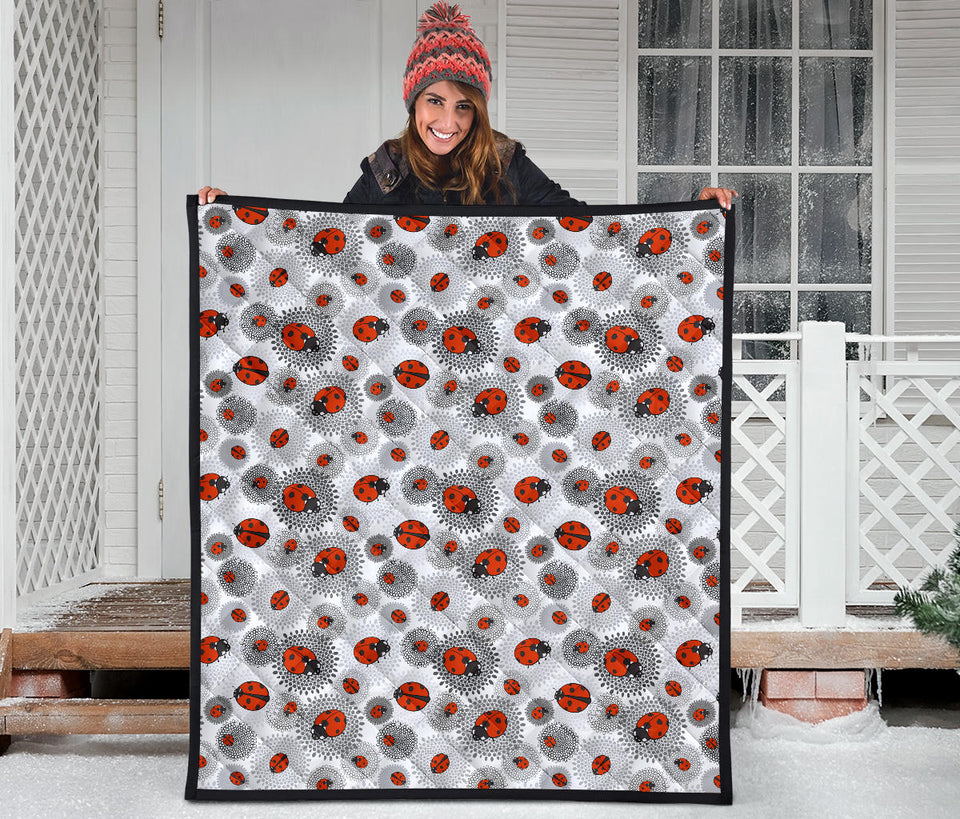 Ladybug Pattern Print Design 05 Premium Quilt
