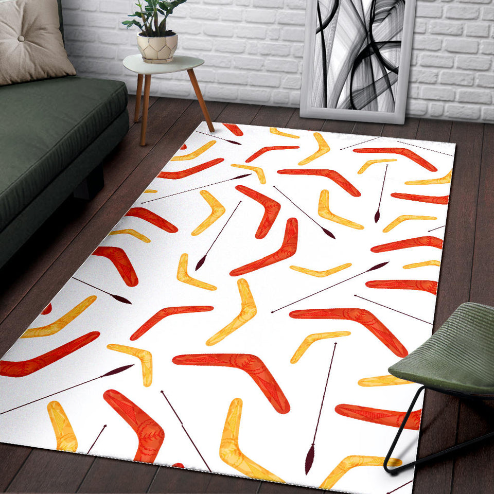 Waterclor Boomerang Australian Aboriginal Ornament Area Rug