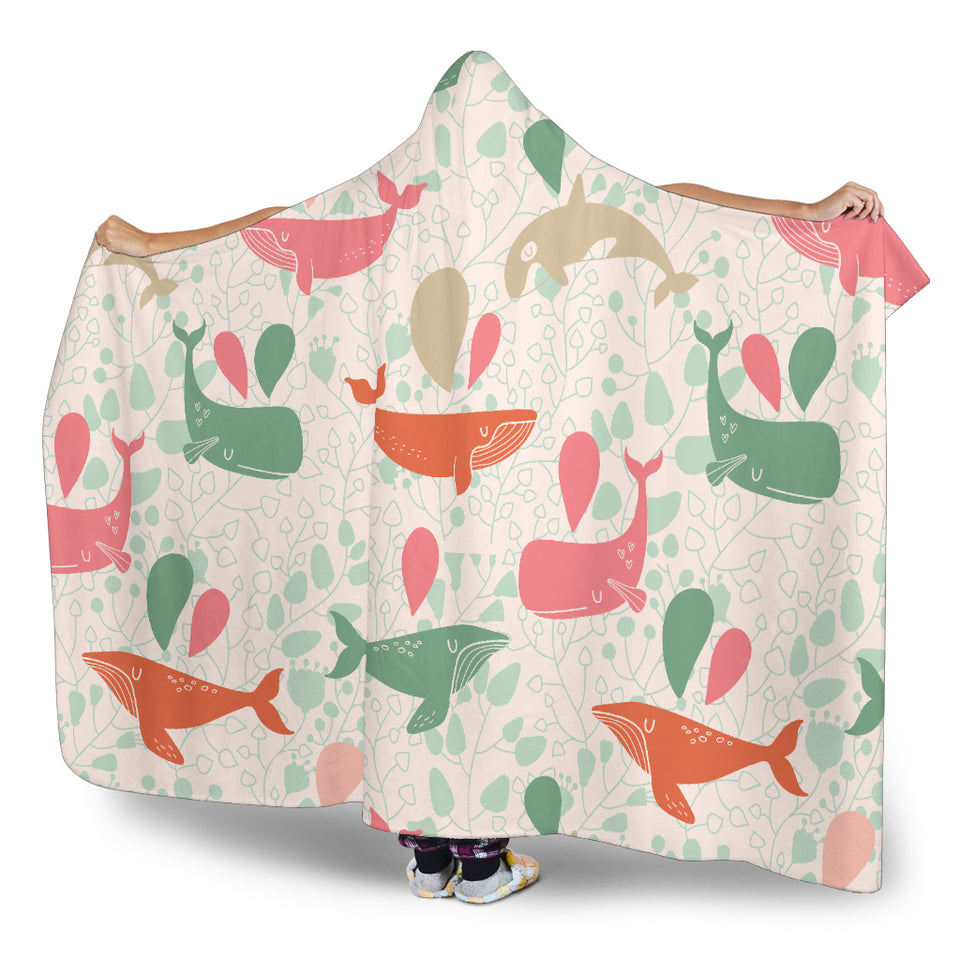 Cute Whale Pattern Hooded Blanket
