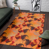 Red Rooster Chicken Cock Pattern Area Rug