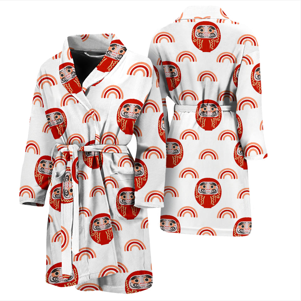 Daruma Japanese Wooden Doll Design Pattern Men'S Bathrobe