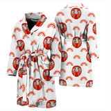 Daruma Japanese Wooden Doll Design Pattern Men'S Bathrobe