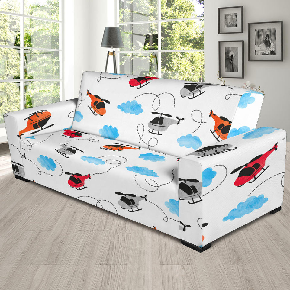 Watercolor Helicopter Cloud Pattern Sofa Slipcover