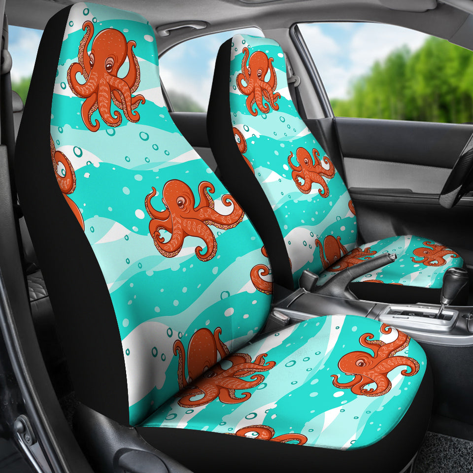Octopuses Sea Wave Background Universal Fit Car Seat Covers