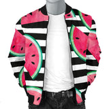 Watercolor Paint Textured Watermelon Pieces Men'S Bomber Jacket