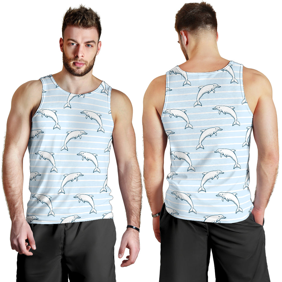 Dolphin blue striped background Men Tank Top