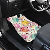 Clock Butterfly Pattern Front And Back Car Mats