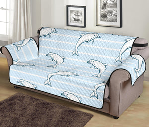 Dolphin blue striped background Sofa Cover Protector