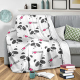 Hand Drawn Faces Of Pandas Pattern Premium Blanket