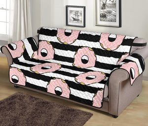 Donuts pink icing striped pattern Sofa Cover Protector