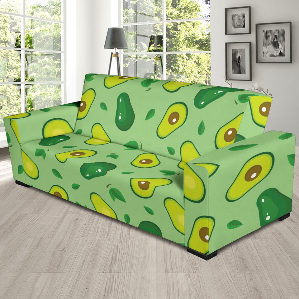 Avocado Pattern Green Background Sofa Slipcover