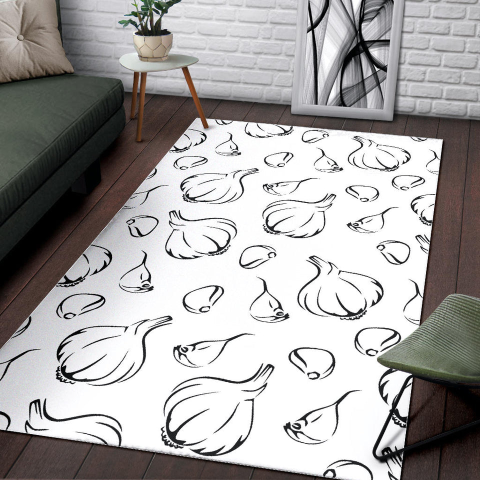 Garlic Pattern Black White Area Rug