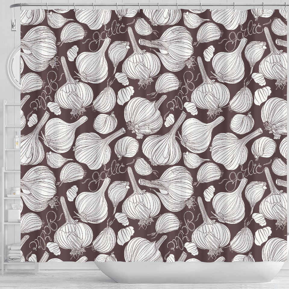 Garlic Bulb Dark Background Shower Curtain Fulfilled In US