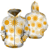 Sun Design Pattern Zip Up Hoodie