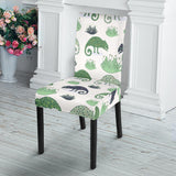 Chameleon Lizard Succulent Plant Pattern Dining Chair Slipcover