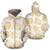 Hand Drawn Onion Pattern Zip Up Hoodie