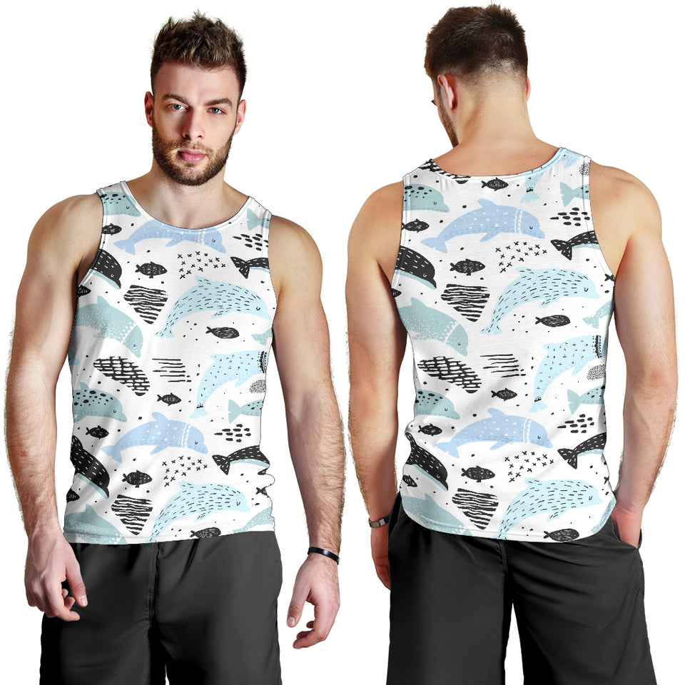 Cute dolphins Childish Style pattern Men Tank Top