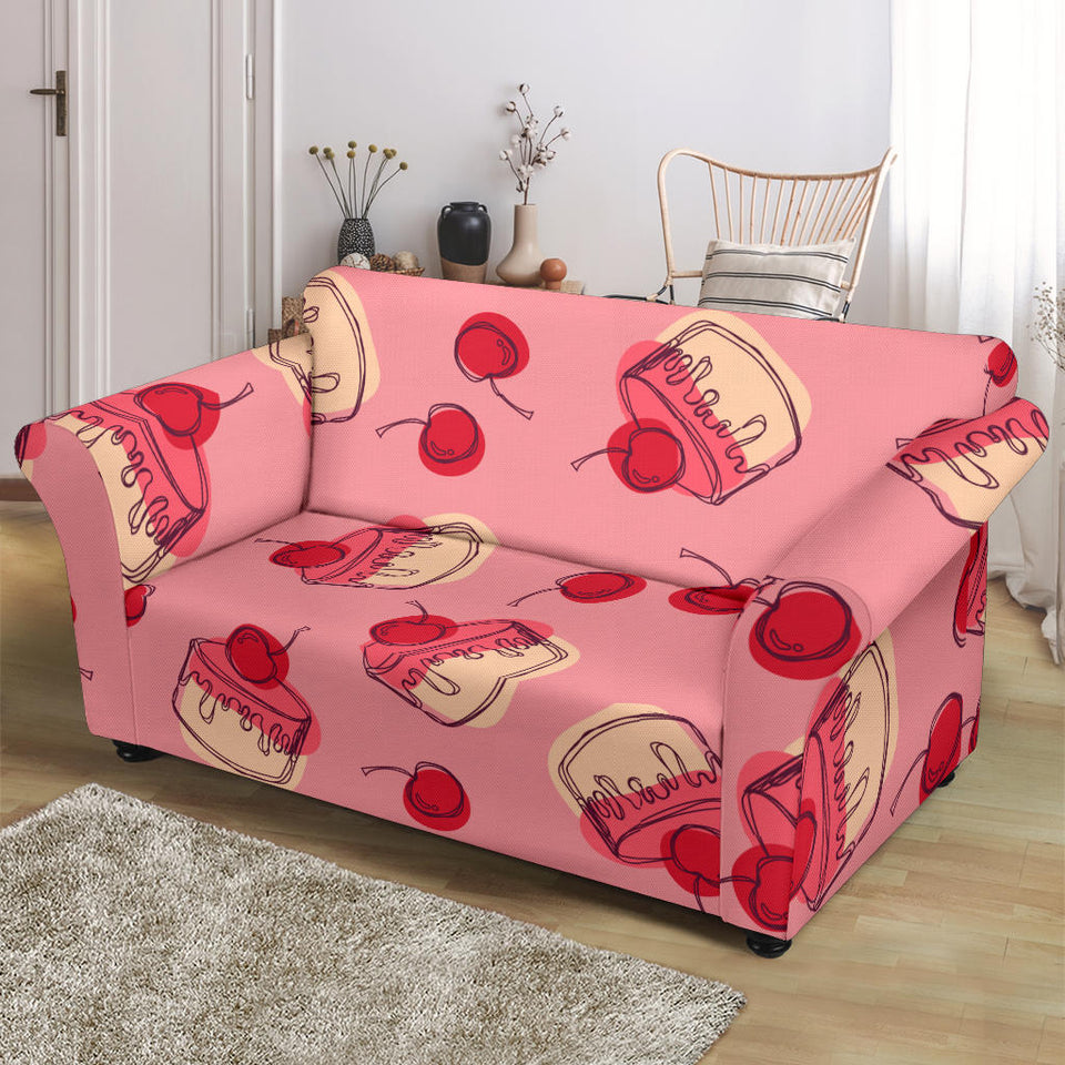 Cake Cherry Pattern Loveseat Couch Slipcover