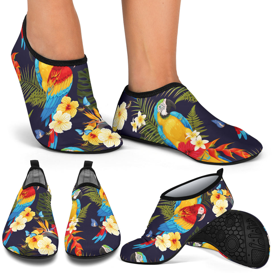 Colorful Parrot Flower Pattern Aqua Shoes