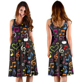 Music Notes Pattern Print Design 02 Sleeveless Midi Dress