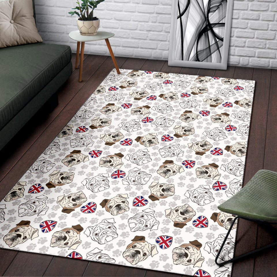 English Bulldog Pattern Print Design 01 Area Rug