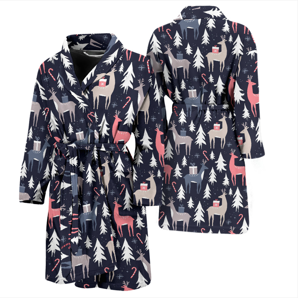 Deers Winter Christmas Pattern Men'S Bathrobe