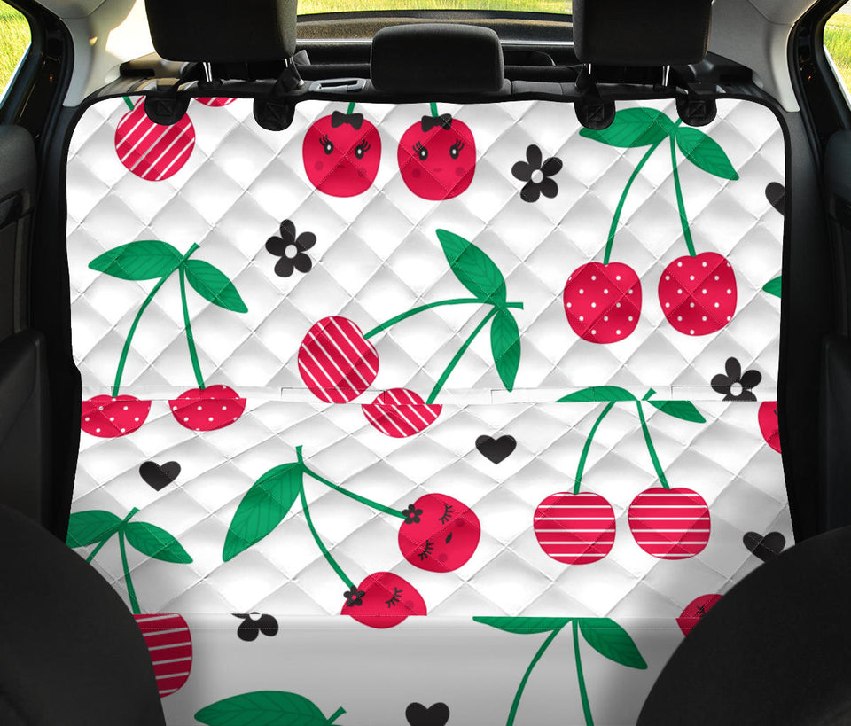 Cherry Pattern White Background Dog Car Seat Covers