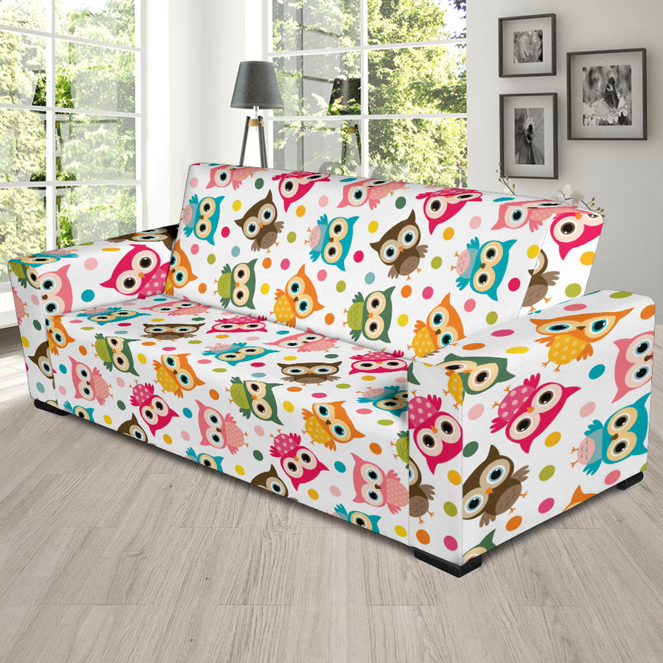 Color Cute Owl Pattern Sofa Slipcover