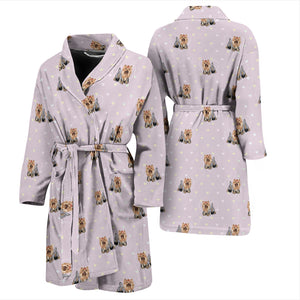 Yorkshire Terrier Pattern Print Design 02 Men's Bathrobe