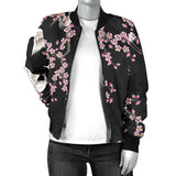 Japanese Crane Pink Sakura Pattern Women'S Bomber Jacket