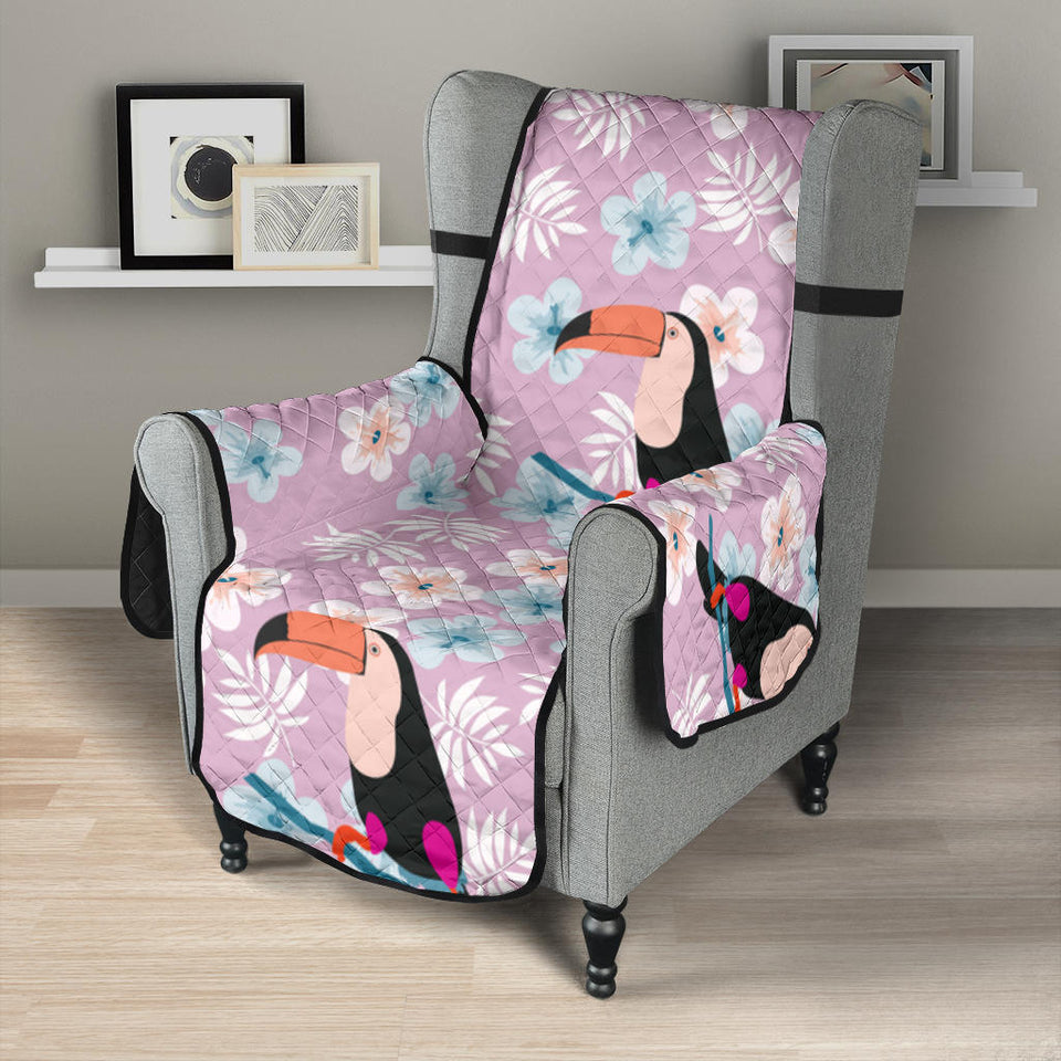 Beautiful toucan flower leaves Chair Cover Protector