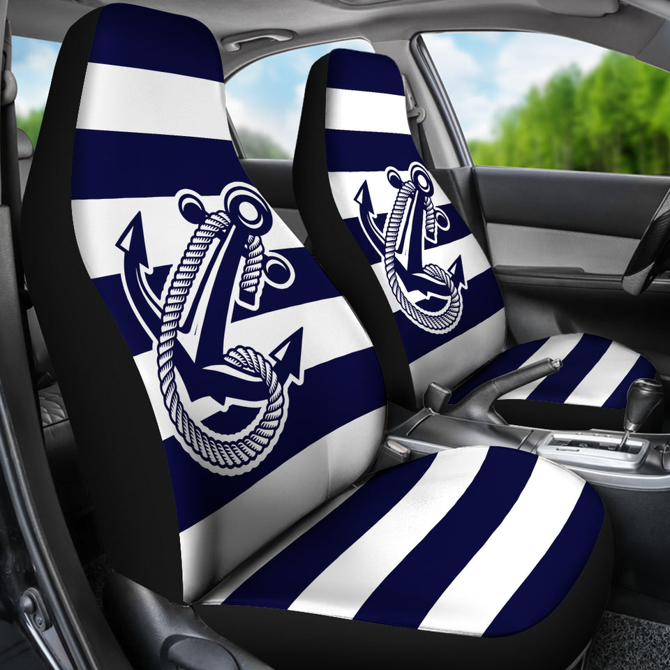 Car Seat Covers - Boat Anchor Strip Navy