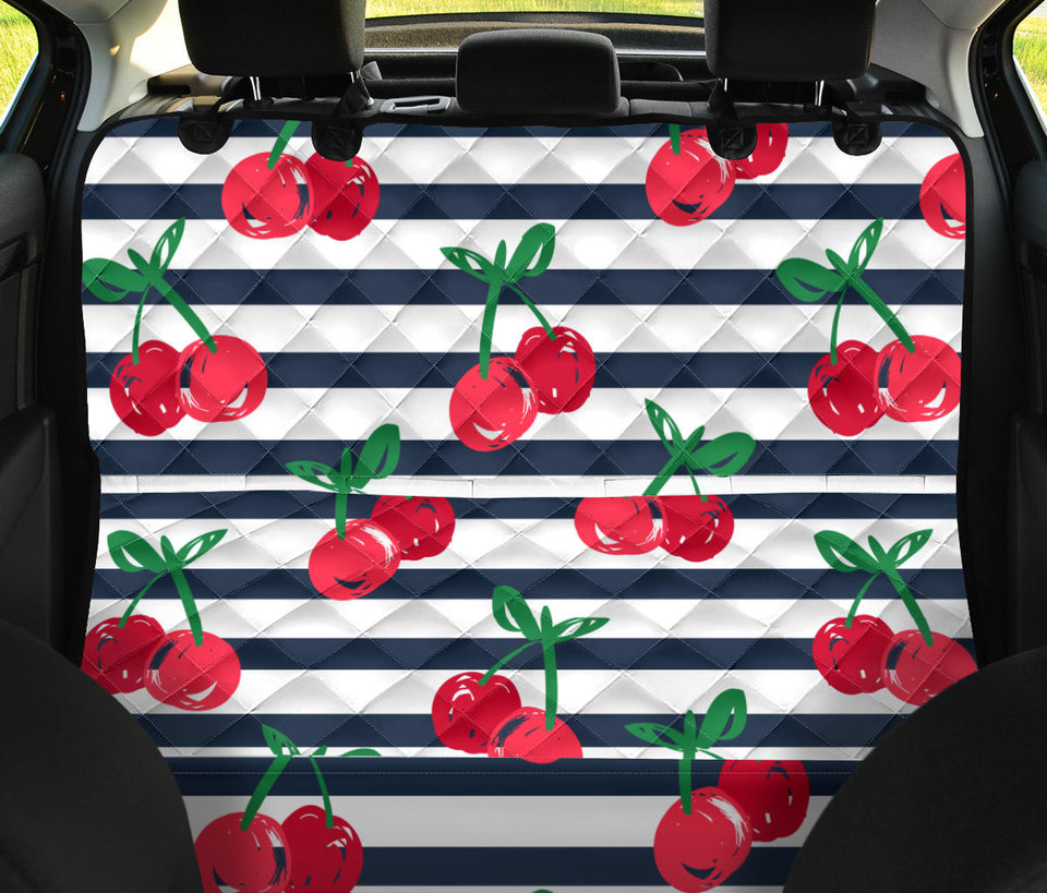 Hand Drawn Cherry Pattern Striped Background Dog Car Seat Covers