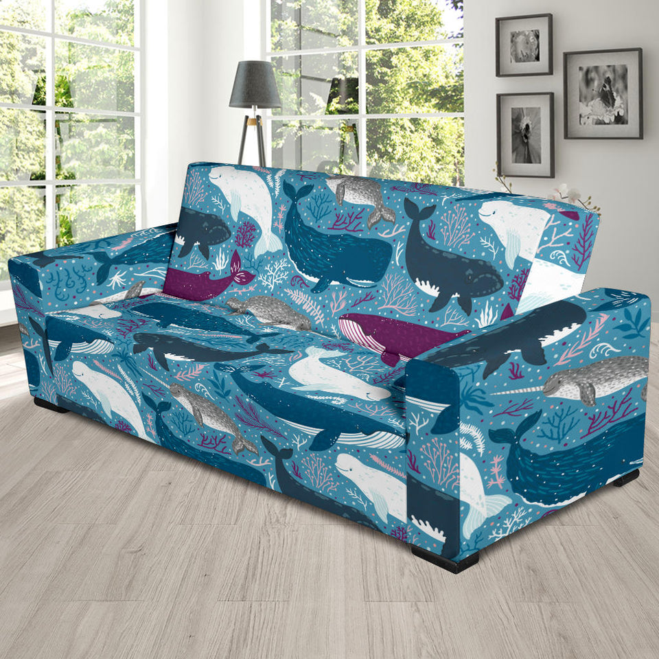 Whale Design Pattern Sofa Slipcover