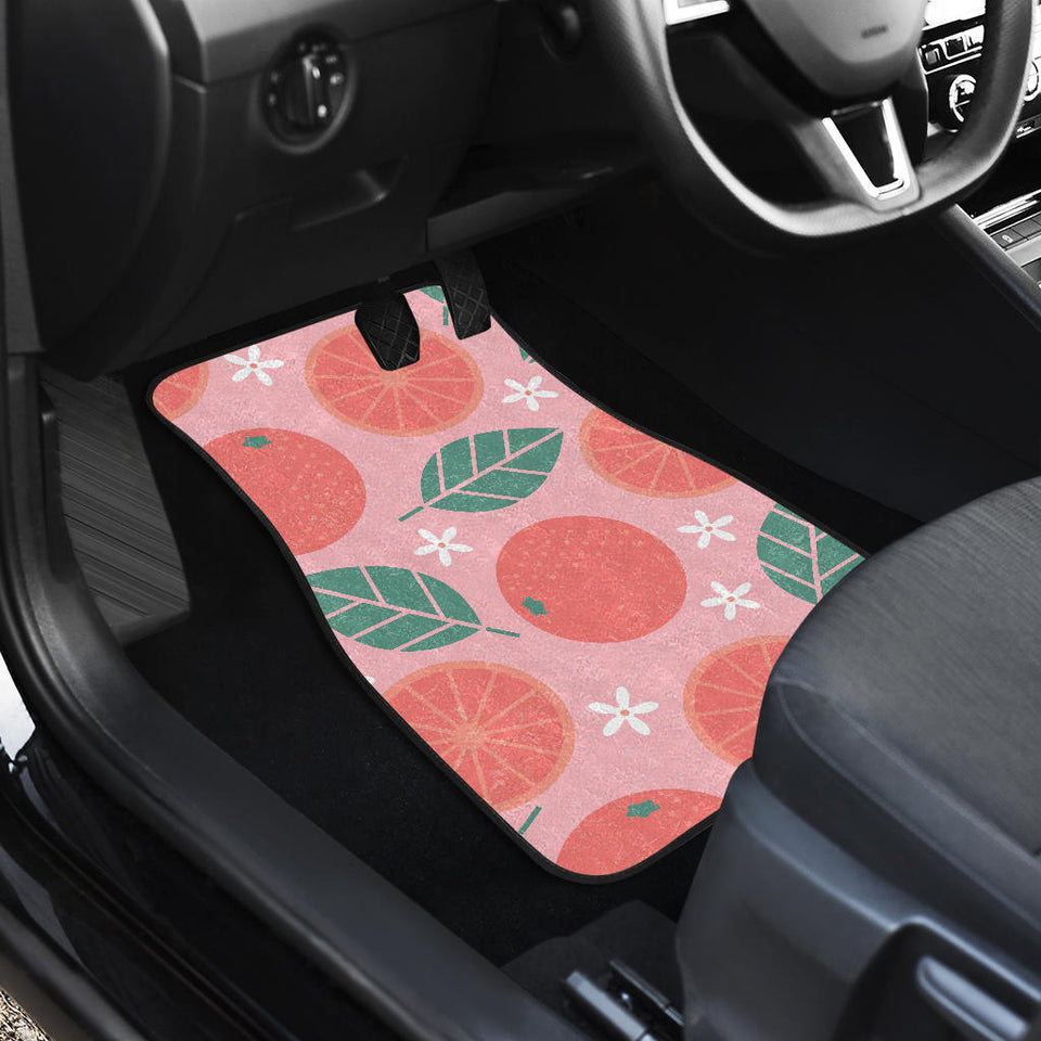 Grapefruit Leaves Flower Pink Background Front And Back Car Mats
