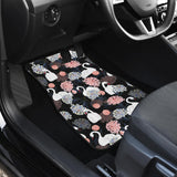 White Swan Blooming Flower Pattern Front Car Mats