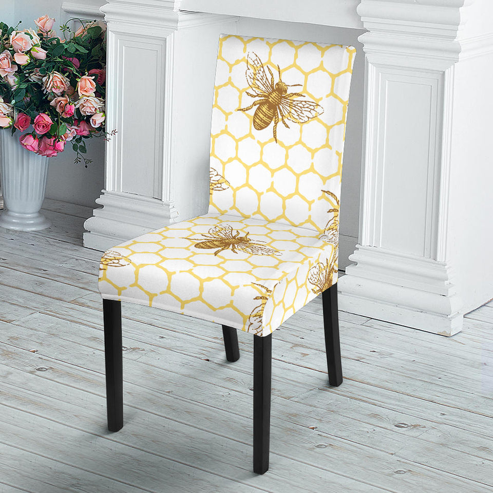 Bee Honeycomb Seamless Design Pattern Dining Chair Slipcover