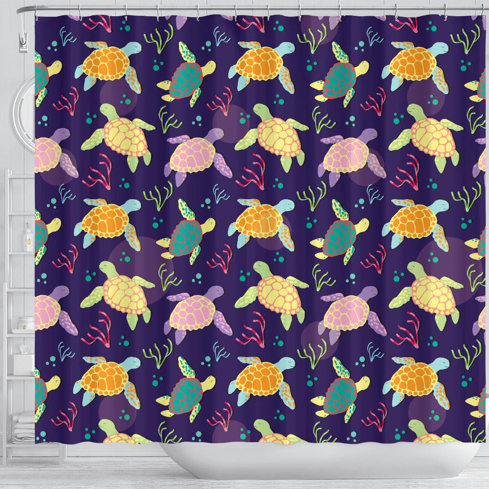 Colorful Sea Turtle Pattern Shower Curtain Fulfilled In US