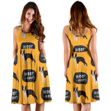 Boston Terrier Design Pattern Sleeveless Midi Dress