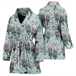 Lovely Sea Otter Pattern Women'S Bathrobe