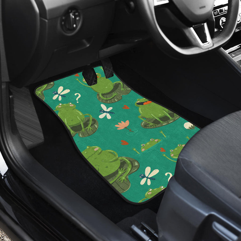 Cute Frog Dragonfly Design Pattern Front And Back Car Mats