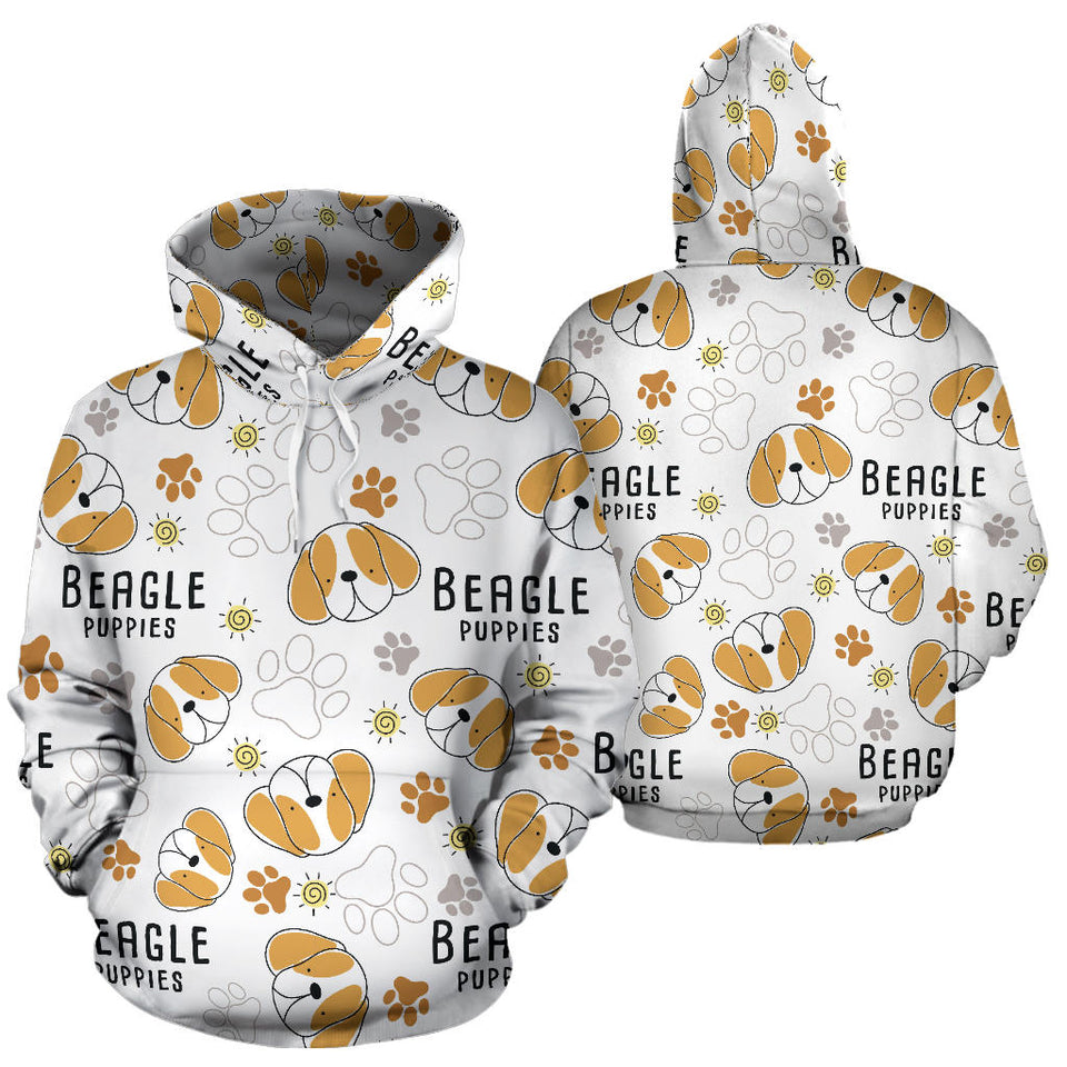 Cute Beagle Dog Pattern Background Men Women Pullover Hoodie