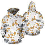 Cute Beagle Dog Pattern Background Men Women Pullover Hoodie