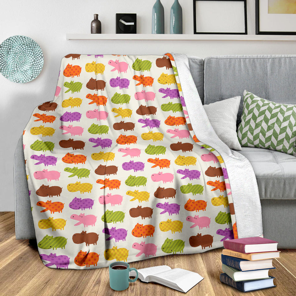 Hippopotamus Pattern Print Design 01 Premium Blanket