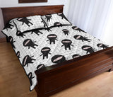 Ninja pattern plaid background Quilt Bed Set