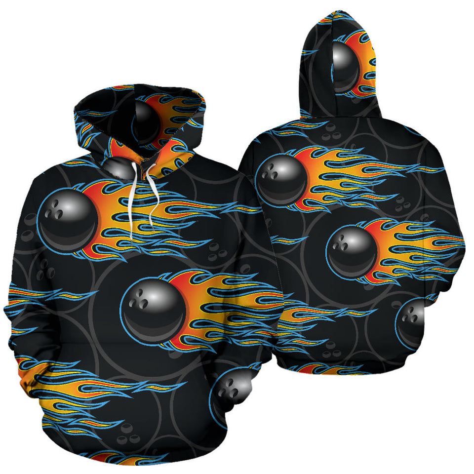 Bowling Balls Flame Pattern Men Women Pullover Hoodie