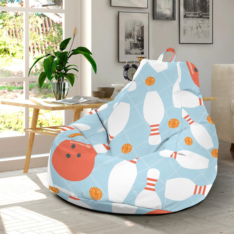 Bowling Ball Bowling Pins Blue Blackground Bean Bag Cover