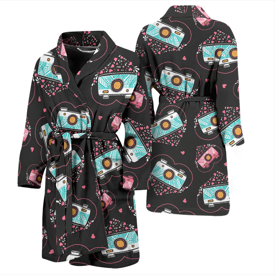 Camera Pattern Print Design 04 Men's Bathrobe