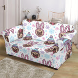 Cute Pug Hat Rabbit Costume Pattern Loveseat Couch Slipcover