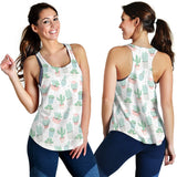 Pastel color cactus pattern Women Racerback Tank Top